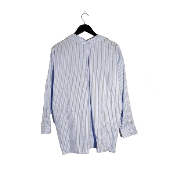 Zara Striped Button Up Shirt Off Shoulder Knot Front size M - Picture 3 of 6